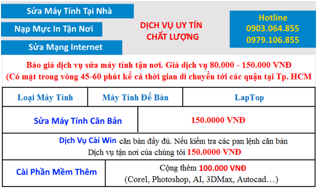 bảng giá sửa máy tính