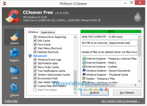 Sử dụng CCleaner để tăng tốc cho máy tính