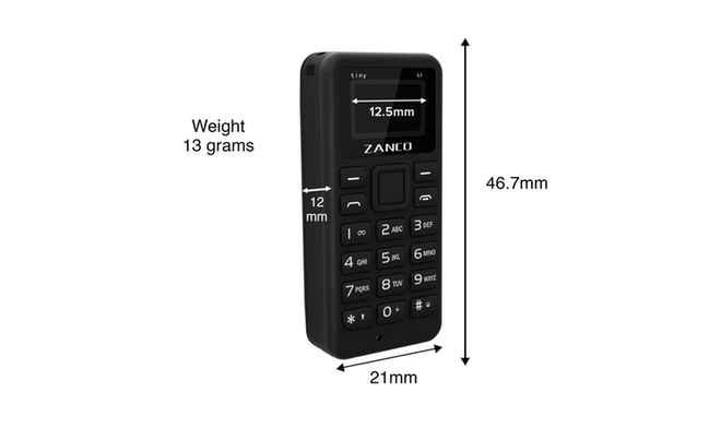Zanco Tiny T1: Điện thoại nhỏ nhất thế giới, trang bị màn hình OLED, nặng chỉ 13g, giá bán dự kiến 1,2 triệu đồng